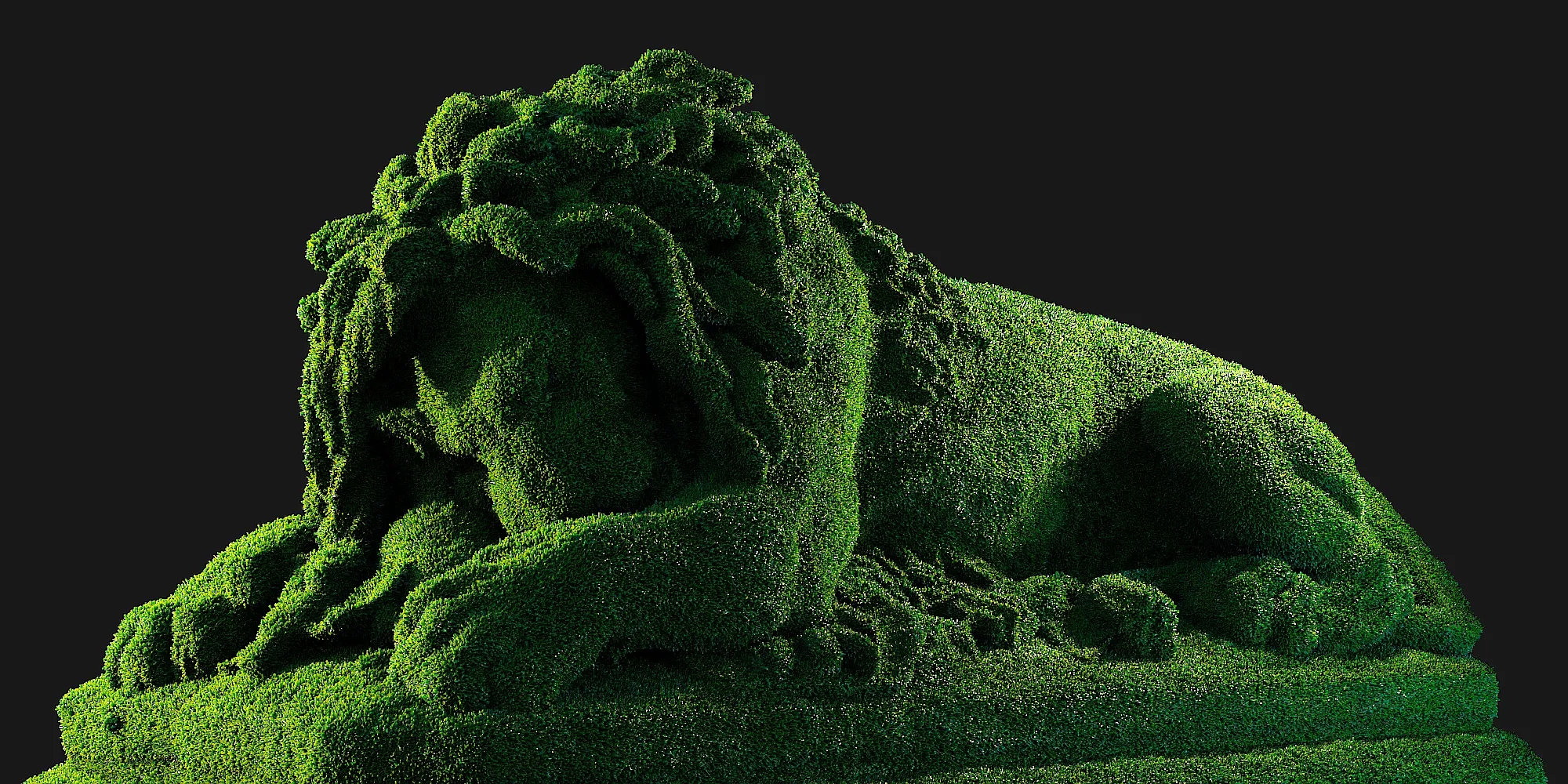 moss shader on a lion model