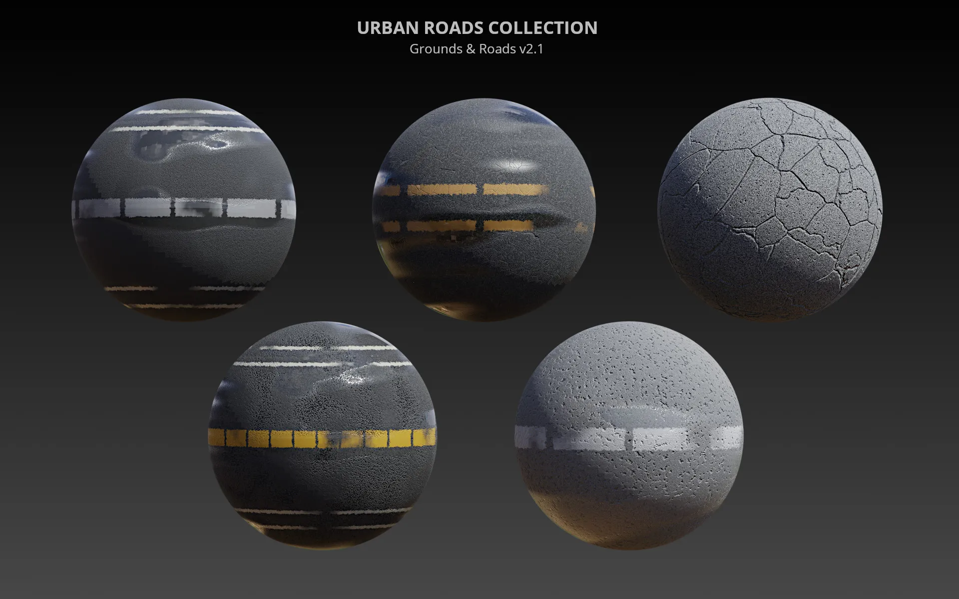 All 5 road shaders cycles render preview